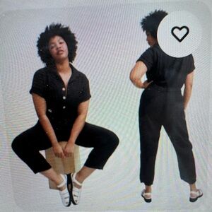 MATE the Label linen short sleeve jumpsuit SMALL Classic utility jumpsuit